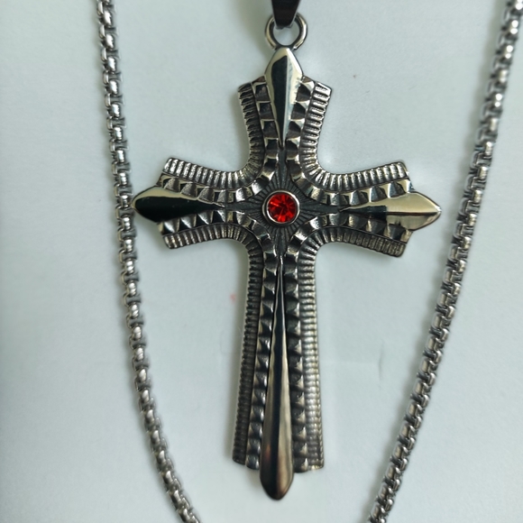 Black Gun Cross Pendant Necklace in 3mm x 24 in. - Picture 1 of 12
